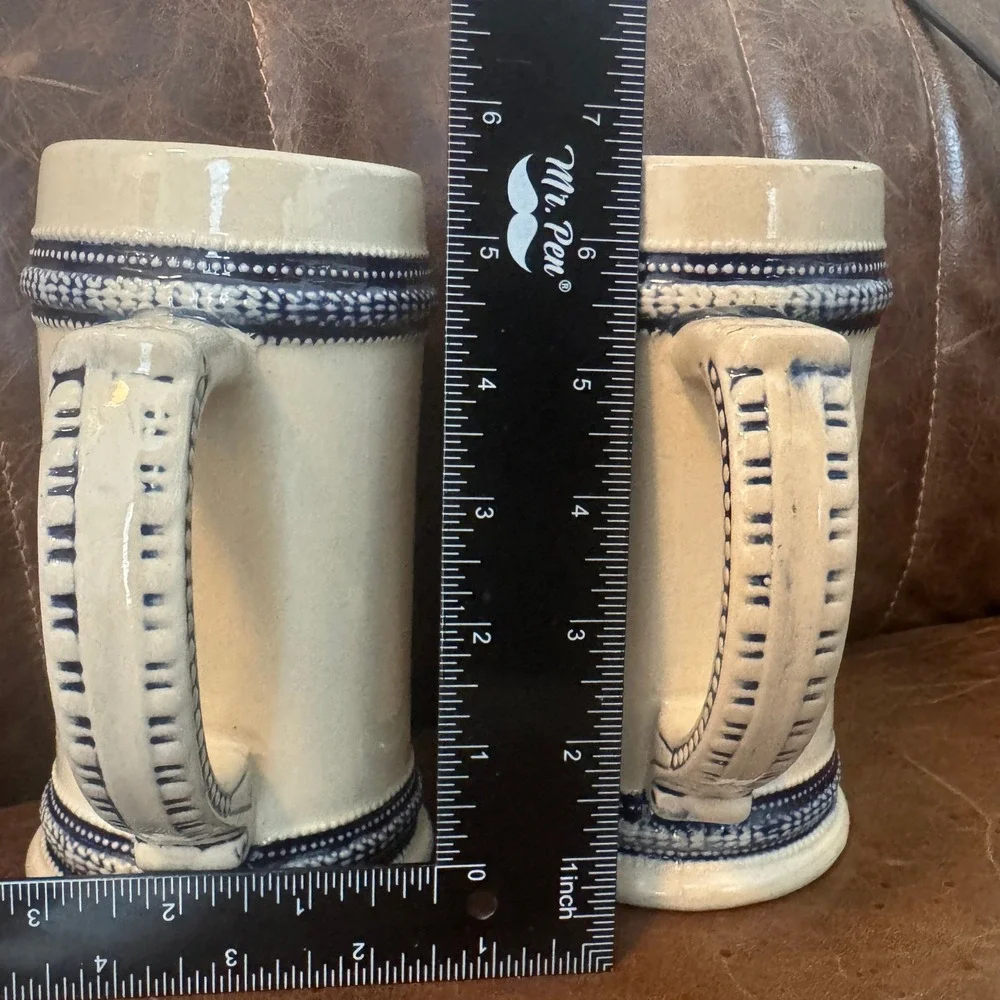Hewlett Packard Enterprise HPE Beer Stein Mug Set of 2 Blue Beige Stoneware‎